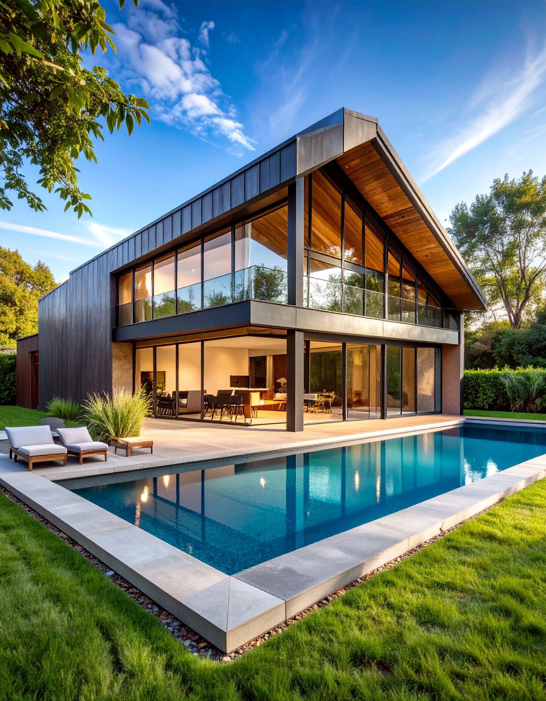 Industrial Modern Pool House with Metal and Concrete - 25 Pool House Ideas