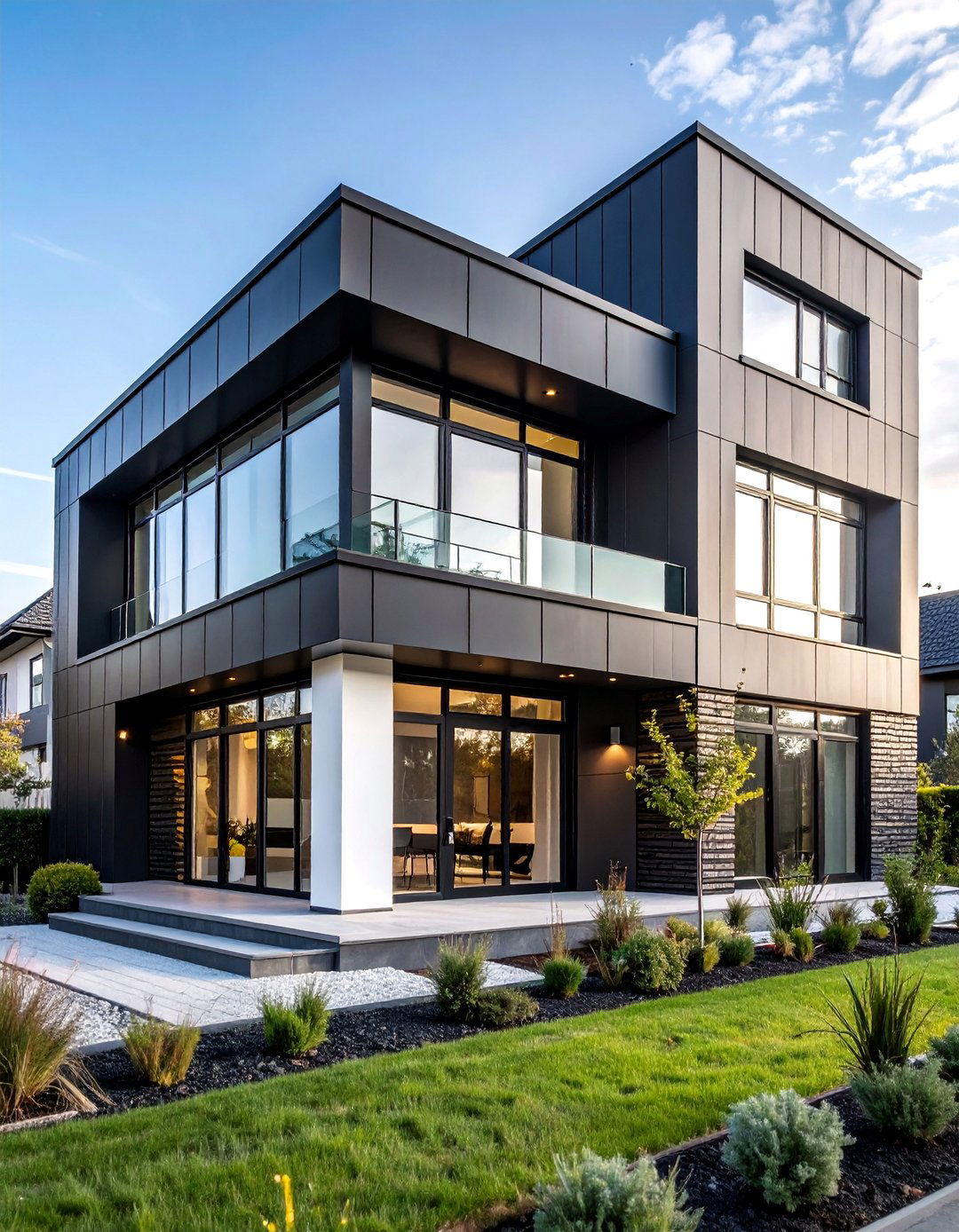 Industrial Modern with Black Metal Siding - 25 Black and White House Exterior Ideas