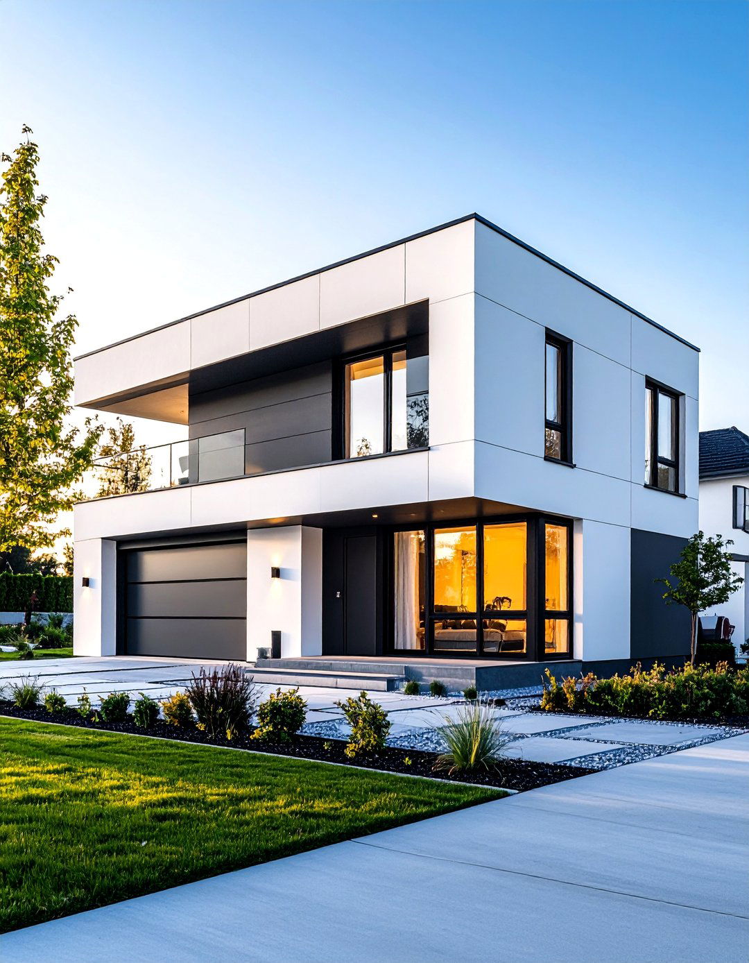 Industrial Modern with Black Steel Elements - 25 single story white house black trim