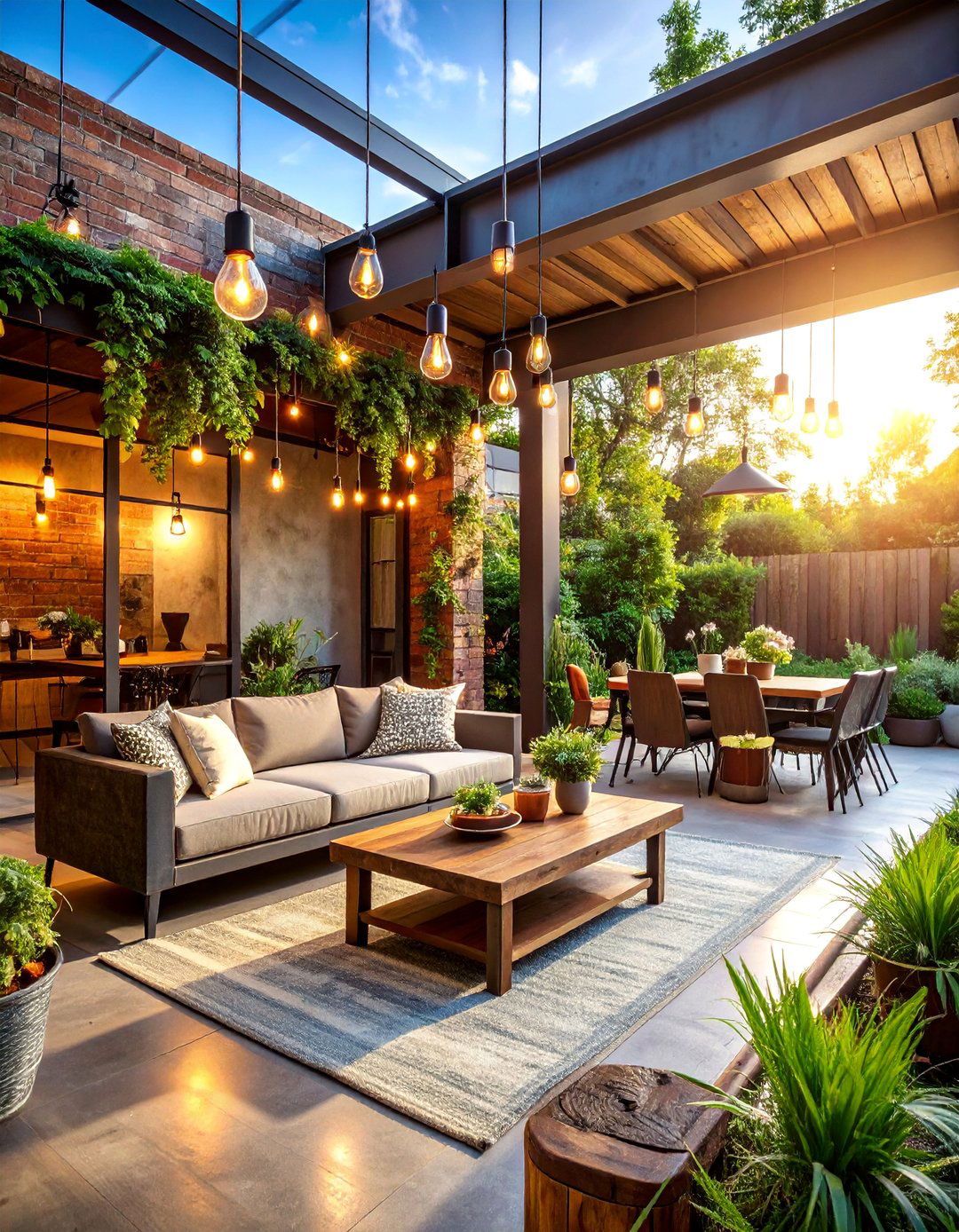 Industrial Outdoor Living Room with Metal Accents - 25 Outdoor Living Room Ideas