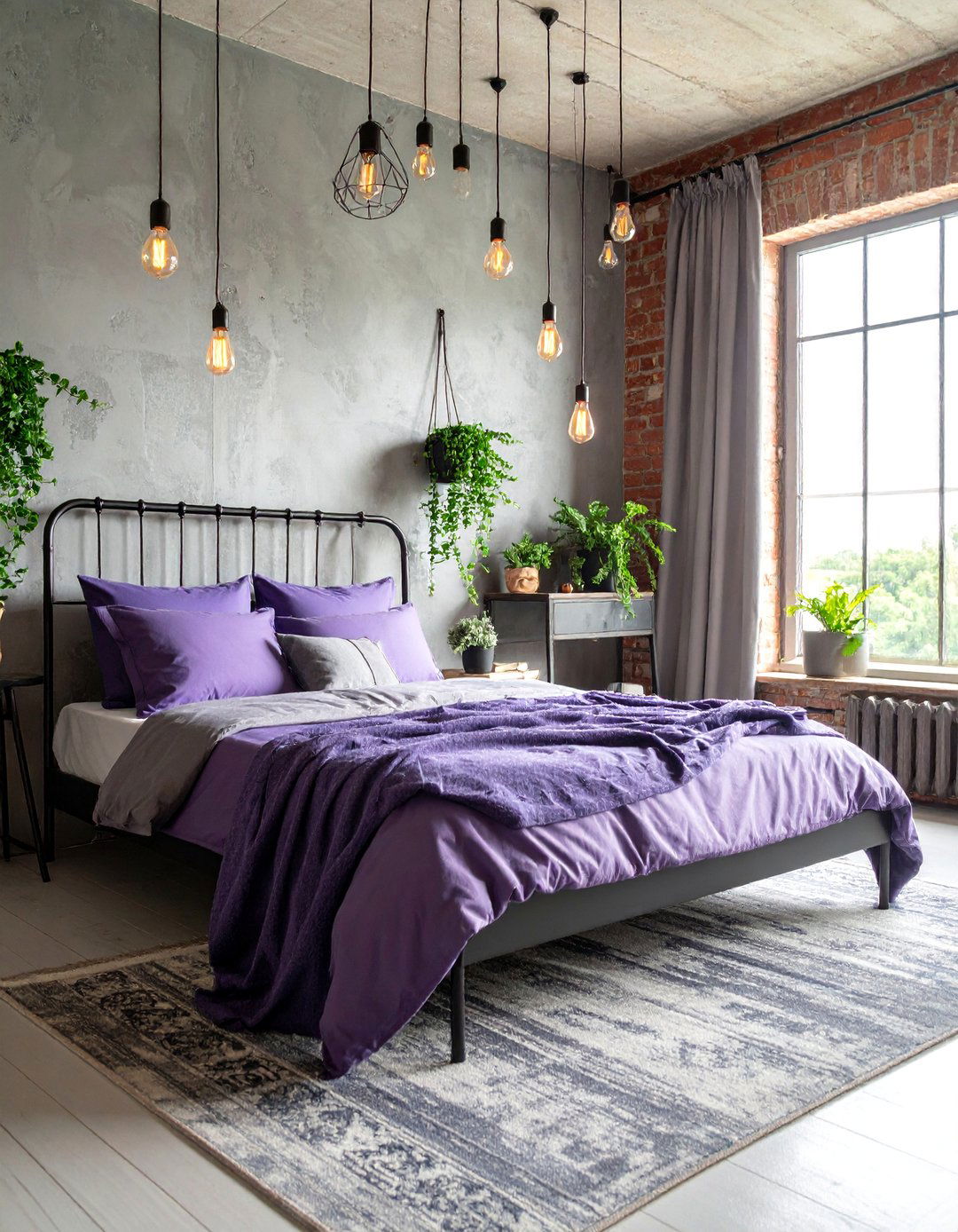 Industrial Periwinkle Bedroom with Metal Accents - 25 Periwinkle Bedroom Ideas