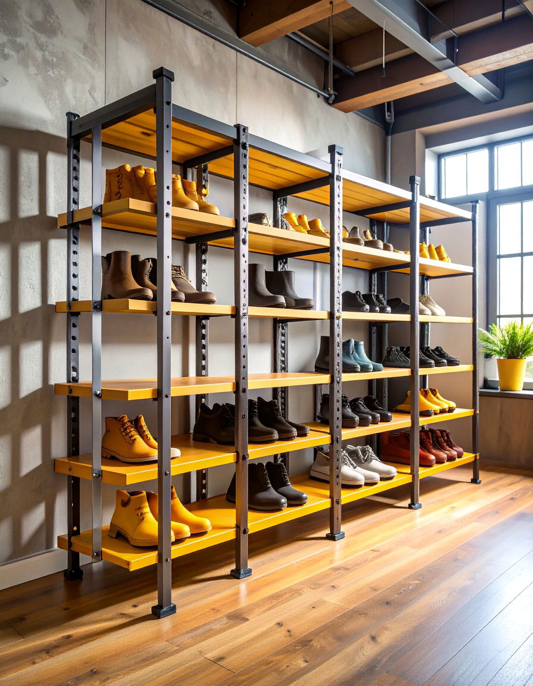Industrial Pipe Boot Storage Rack - 25 Boot Storage Ideas