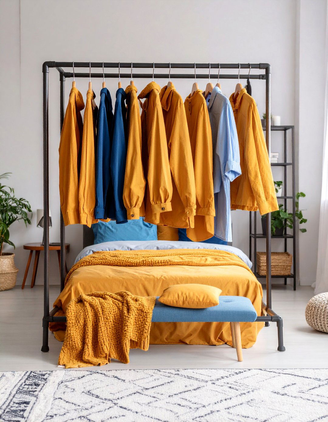 Industrial Pipe Clothing Rack with Shelving - 25 Studio Furniture Ideas
