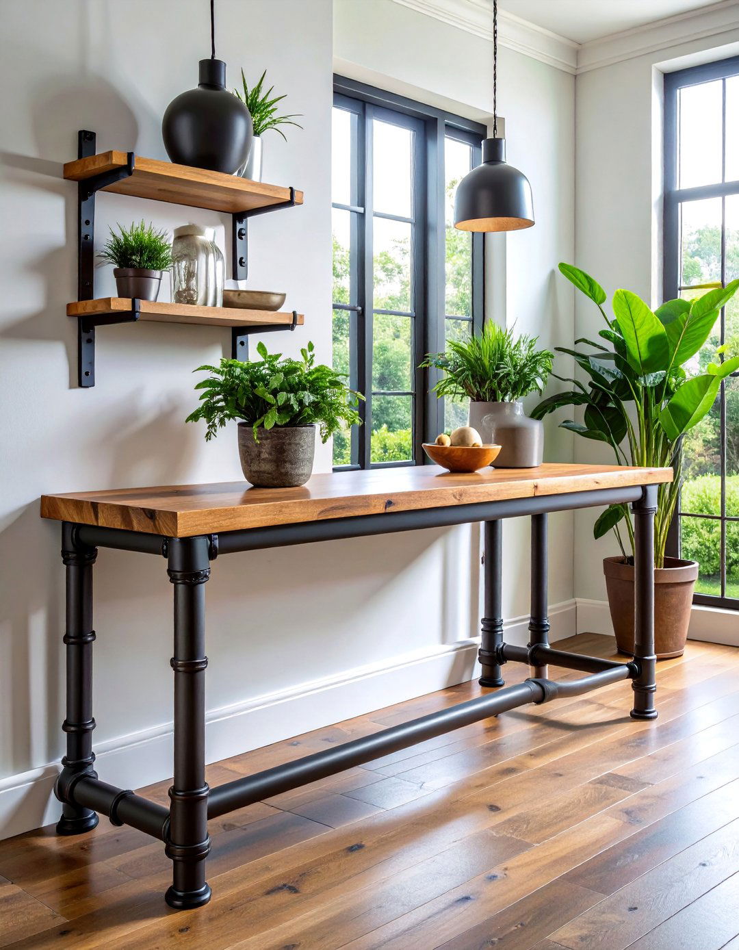 Industrial Pipe Leg Console Table - 25 Table Design Ideas