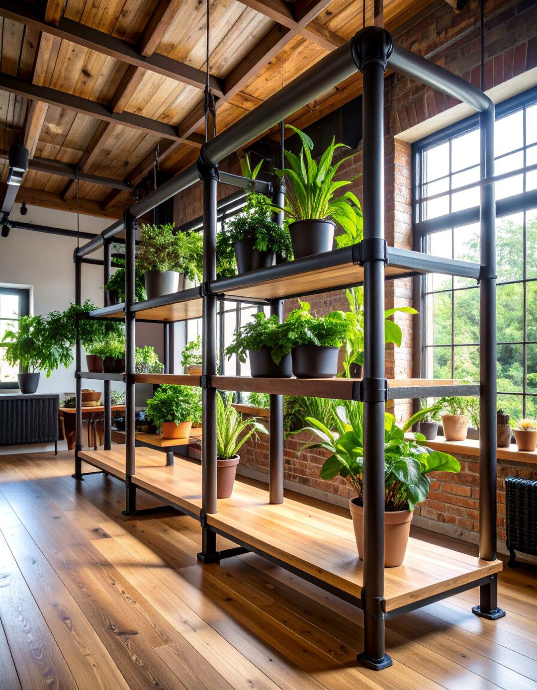 Industrial Pipe Plant Framework - 25 Indoor Plant Wall Ideas