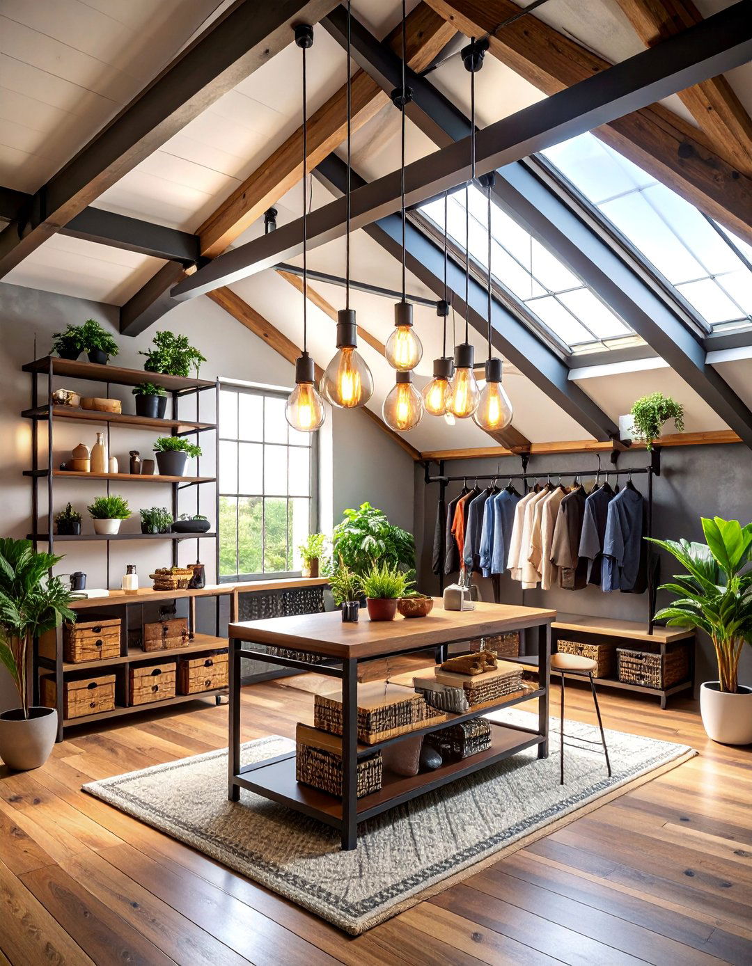 Industrial Pipe Rod Sloped Ceiling System - 25 Sloped Ceiling Closet Ideas