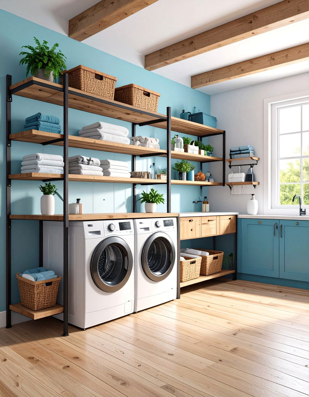 Industrial Pipe Shelving Laundry Room - 25 Rustic Laundry Room Ideas