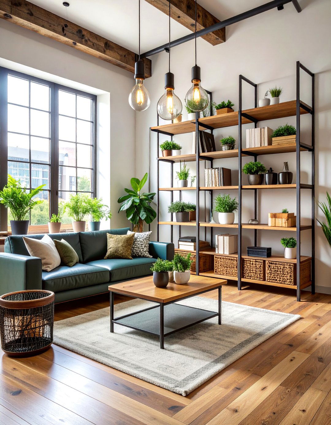 Industrial Pipe Shelving Living Room - 25 Budget Apartment Living Room Ideas
