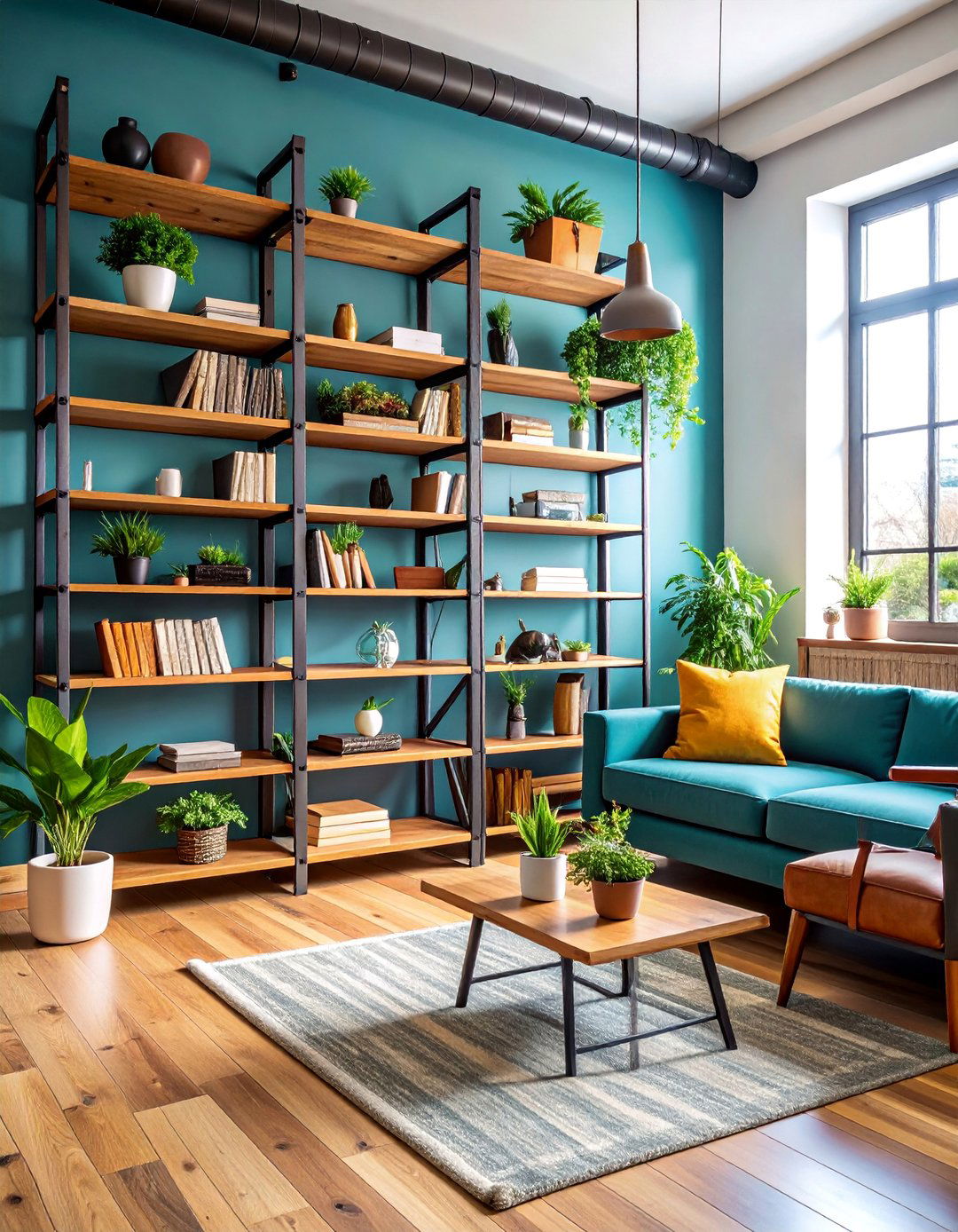 Industrial Pipe Shelving Storage - 25 Living Room Storage Ideas