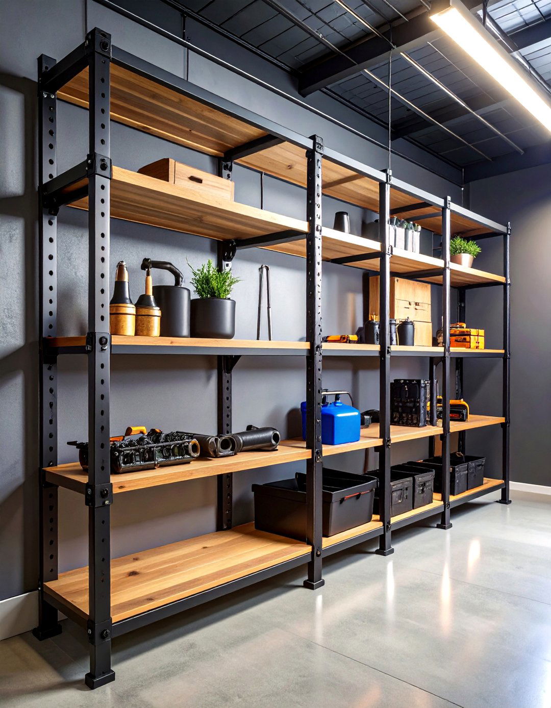 Industrial Pipe Shelving Units - 25 Garage Shelving Ideas