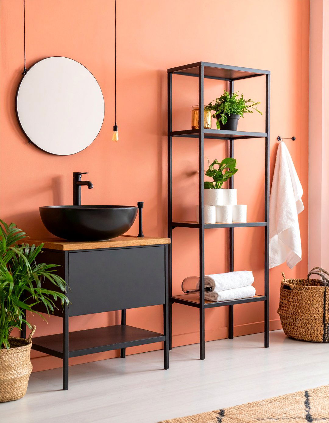 Industrial Pipe Toilet Paper Holder with Shelf - 25 Toilet Paper Storage Ideas