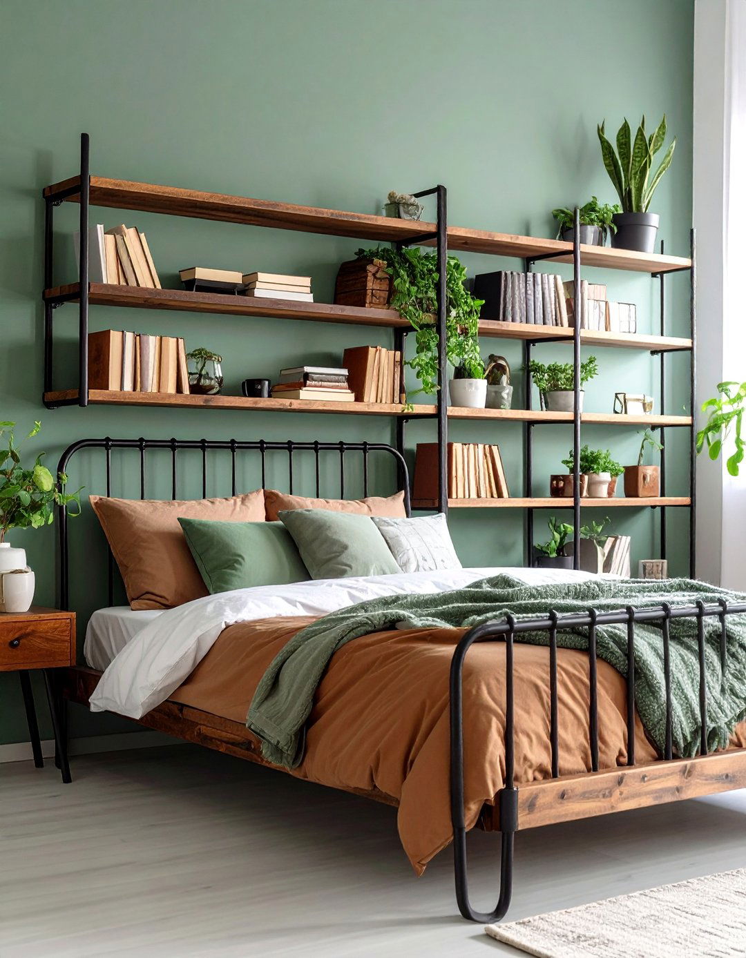 Industrial Pipe Wall Shelving - 25 Bedroom Shelving Ideas