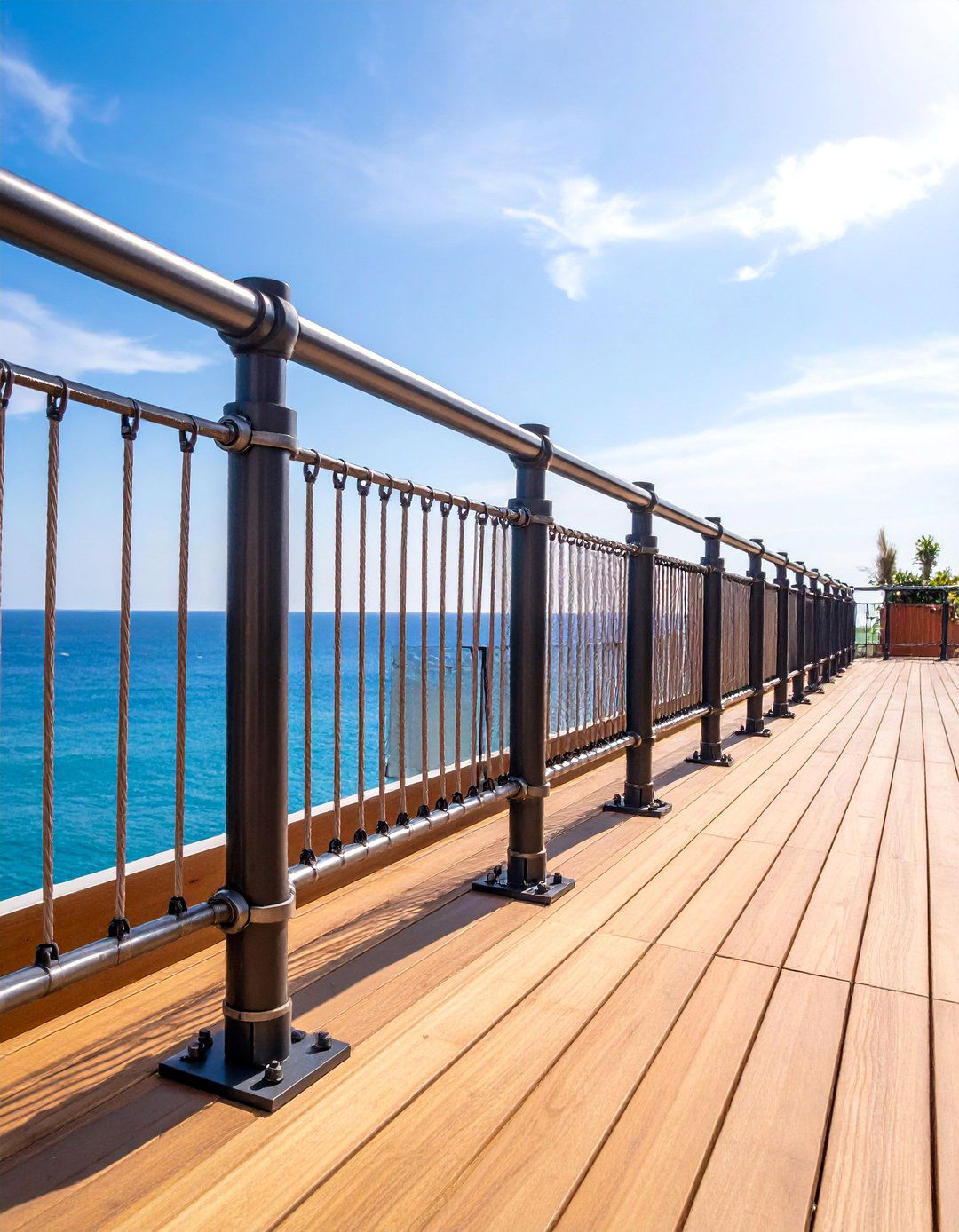 Industrial Pipe and Cable Deck Railing - 25 Metal Deck Railing Ideas