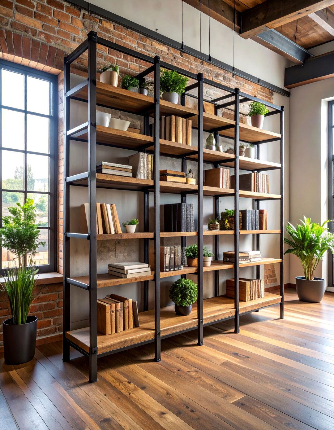 Industrial Pipe and Wood Bookshelf Built in - 25 Built-in Bookshelf Ideas