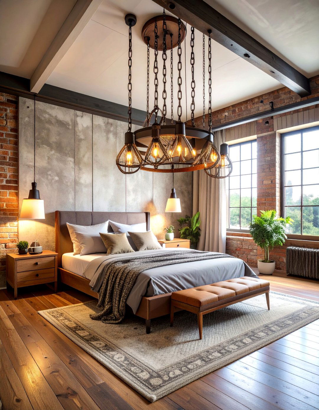 Industrial Pulley System Chandelier with Mechanical Appeal - 25 Bedroom Chandelier Ideas