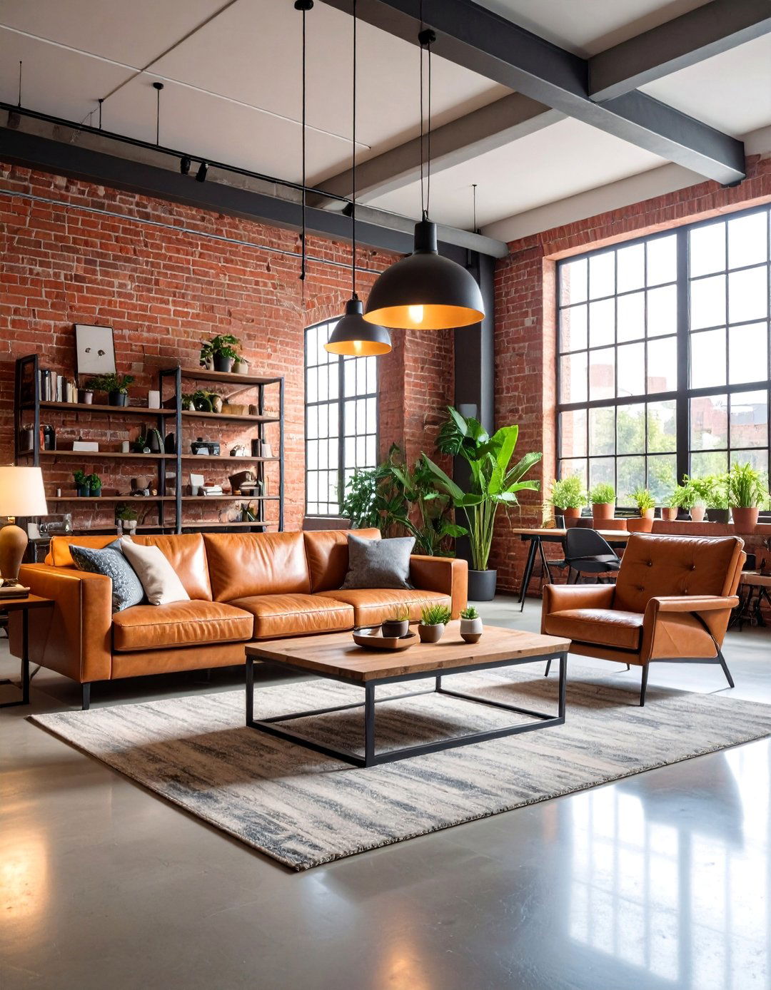 Industrial Red Brick Living Room - 25 Red Living Room Ideas