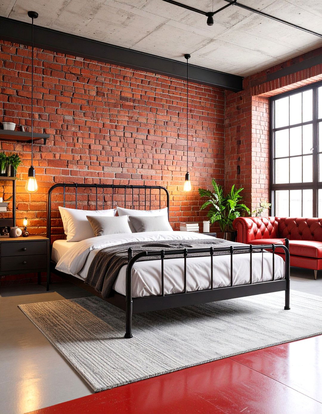 Industrial Red Loft Bedroom Design - 25 Red Bedroom Ideas