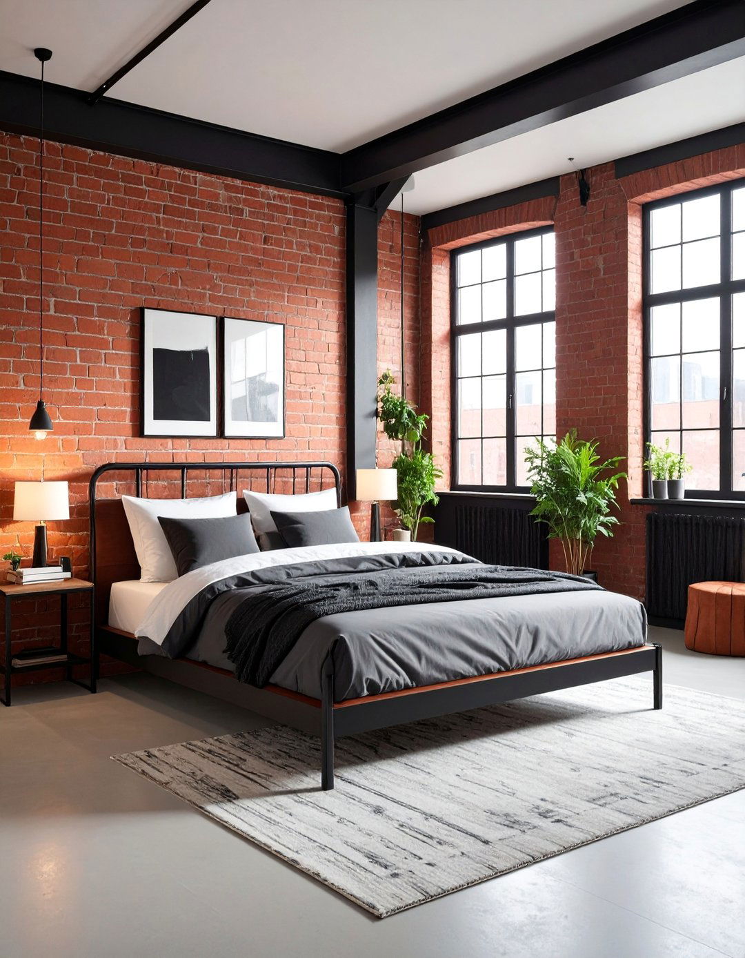 Industrial Red and Black Loft Bedroom - 25 Red and Black Bedroom Ideas