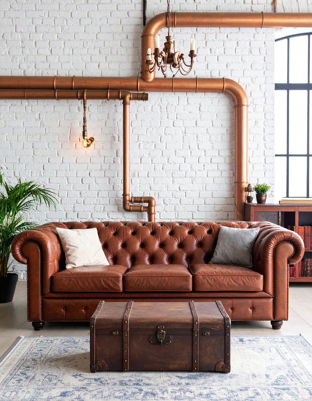 Industrial Romance Living Room with Brass Accents - 25 Steampunk Living Room Ideas