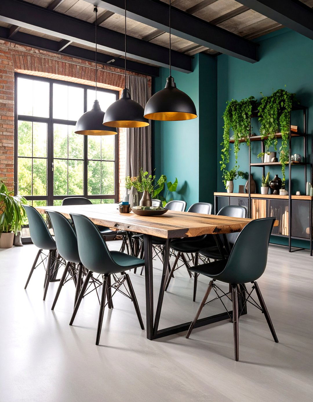 Industrial Rustic Dining Room with Metal Framework - 25 Rustic Dining Room Ideas