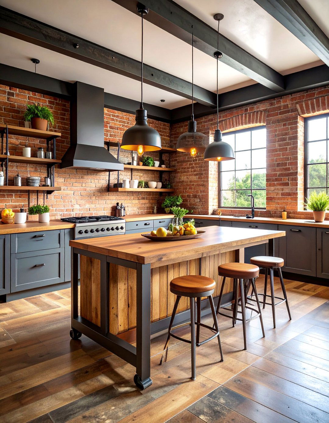 Industrial Rustic Kitchen with Metal and Wood Elements - 25 Kitchens With Butcher Block Countertops