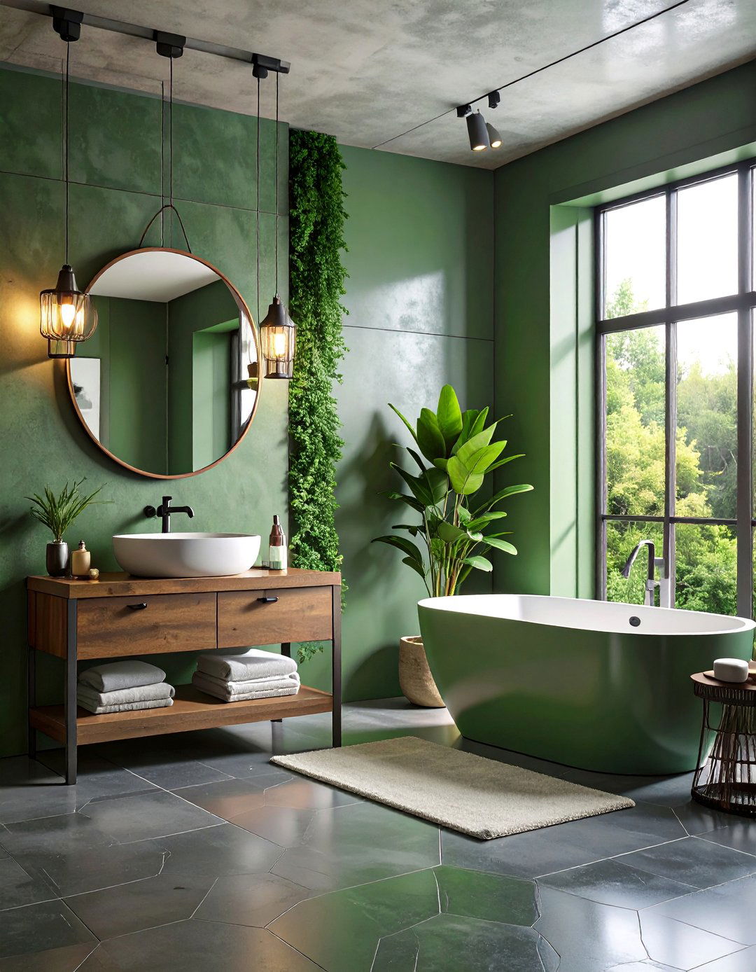 Industrial Sage Green Bathroom Loft - 25 Sage Green Bathroom Ideas
