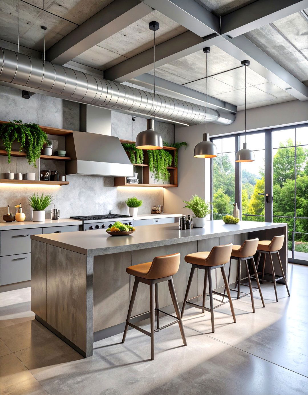 Industrial Soffit with Exposed Metal Ductwork - 25 Kitchen Soffit Ideas