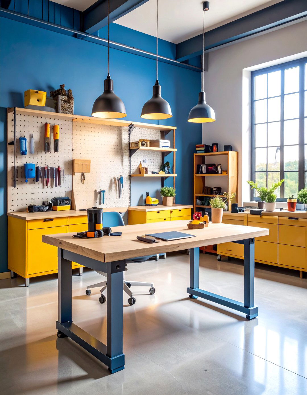 Industrial Standing Desk with Tool Storage - 25 Studio Furniture Ideas