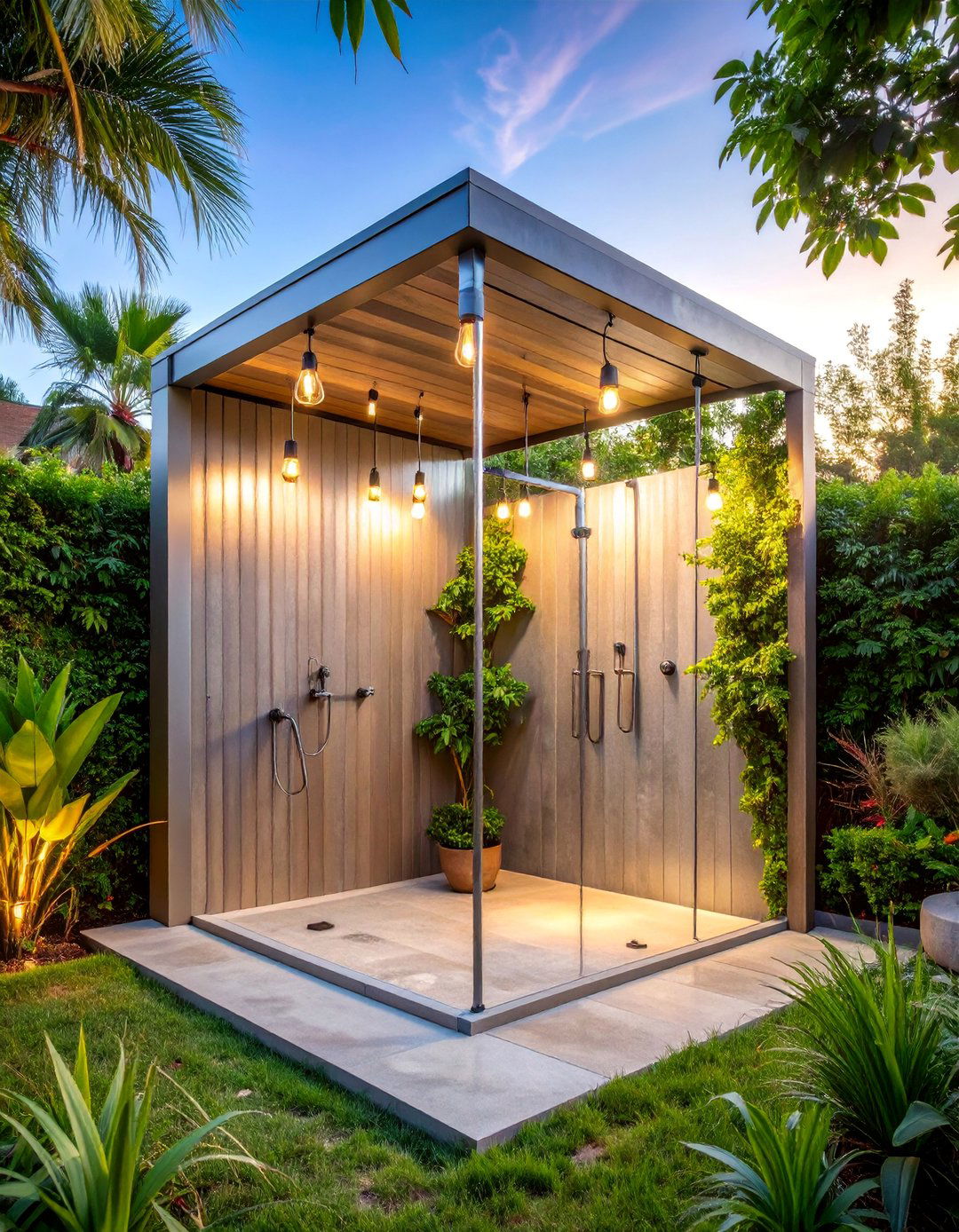 Industrial Steel Enclosure Shower - 25 Outdoor Shower Ideas
