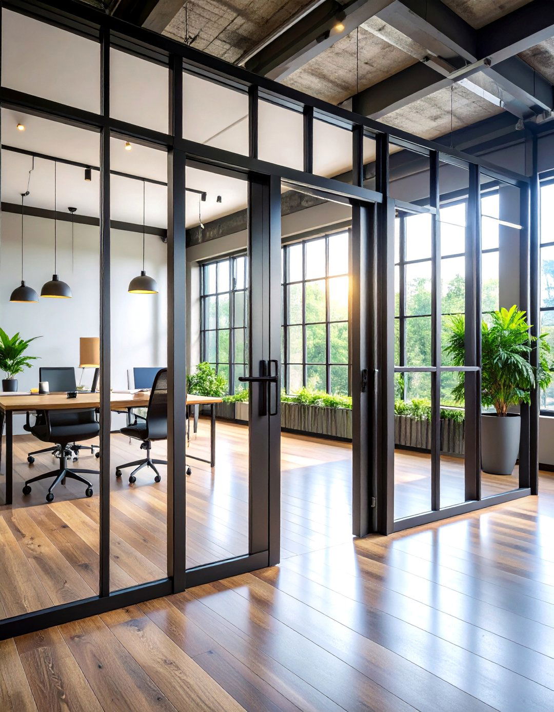 Industrial Steel Frame Sliding Door - 25 Home Office Door Ideas