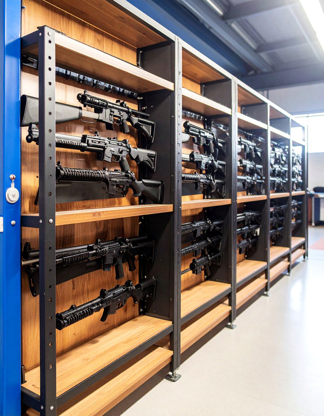 Industrial Steel Gun Rack Display - 25 Gun Wall Ideas