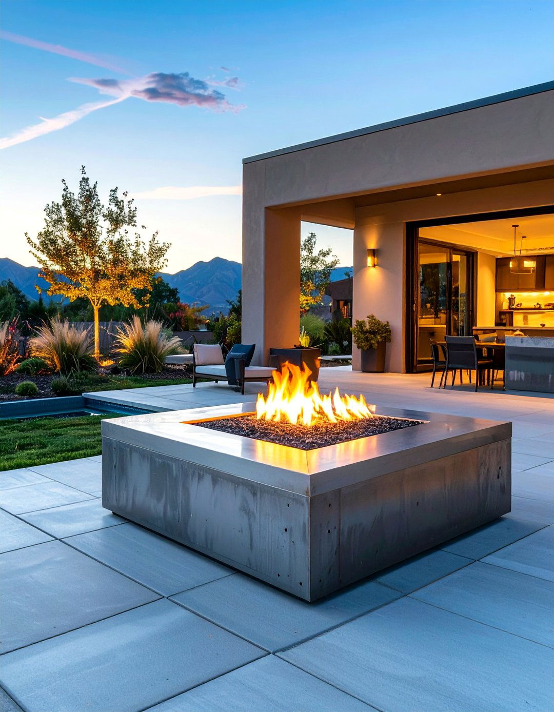 Industrial Steel Square Fire Pit with Raw Finish - 25 Square Fire Pit Ideas