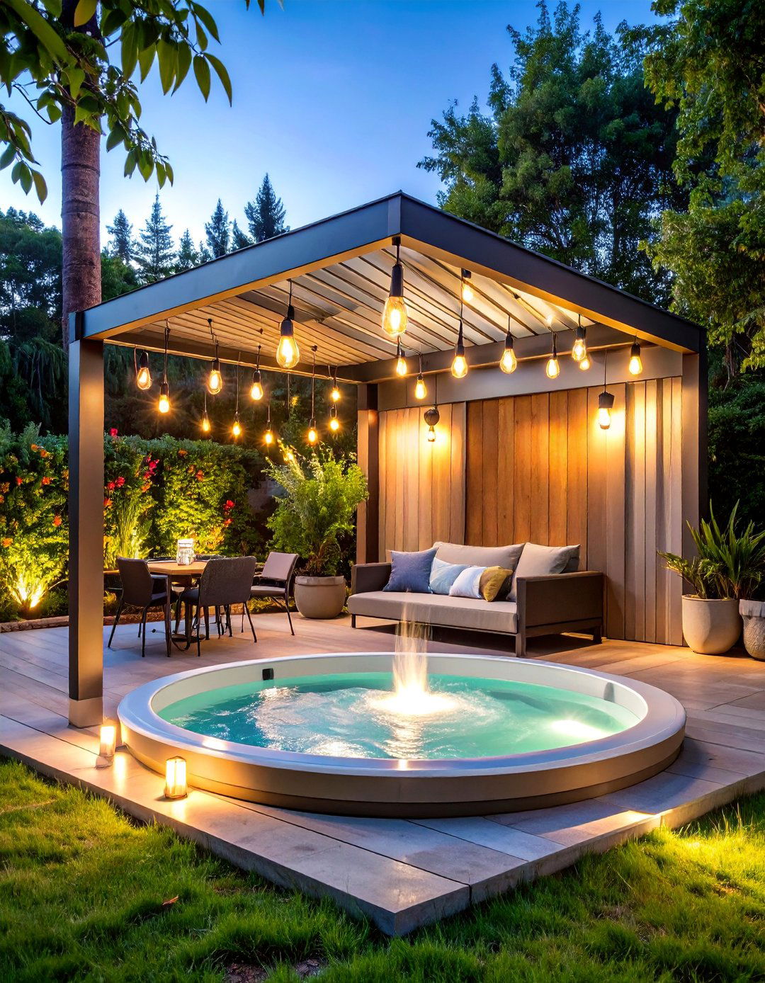 Industrial Steel and Corrugated Metal Shelter - 25 Hot Tub Enclosure Ideas