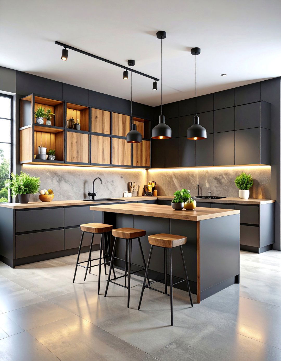 Industrial Style Black Metal Frame Cabinets - 25 Floor to Ceiling Cabinets Ideas