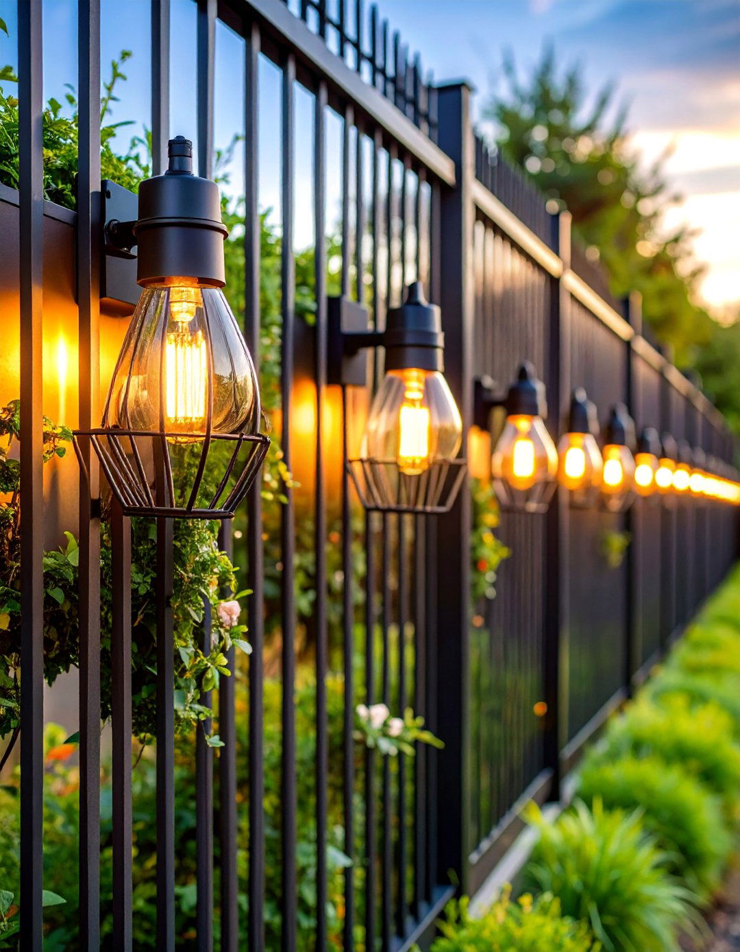 Industrial Style Black Metal Sconces - 25 Fence Lighting Ideas