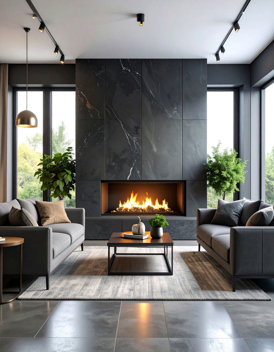 Industrial Style Charcoal Quartz Fireplace Surround - 25 Quartz Fireplace Surround Ideas