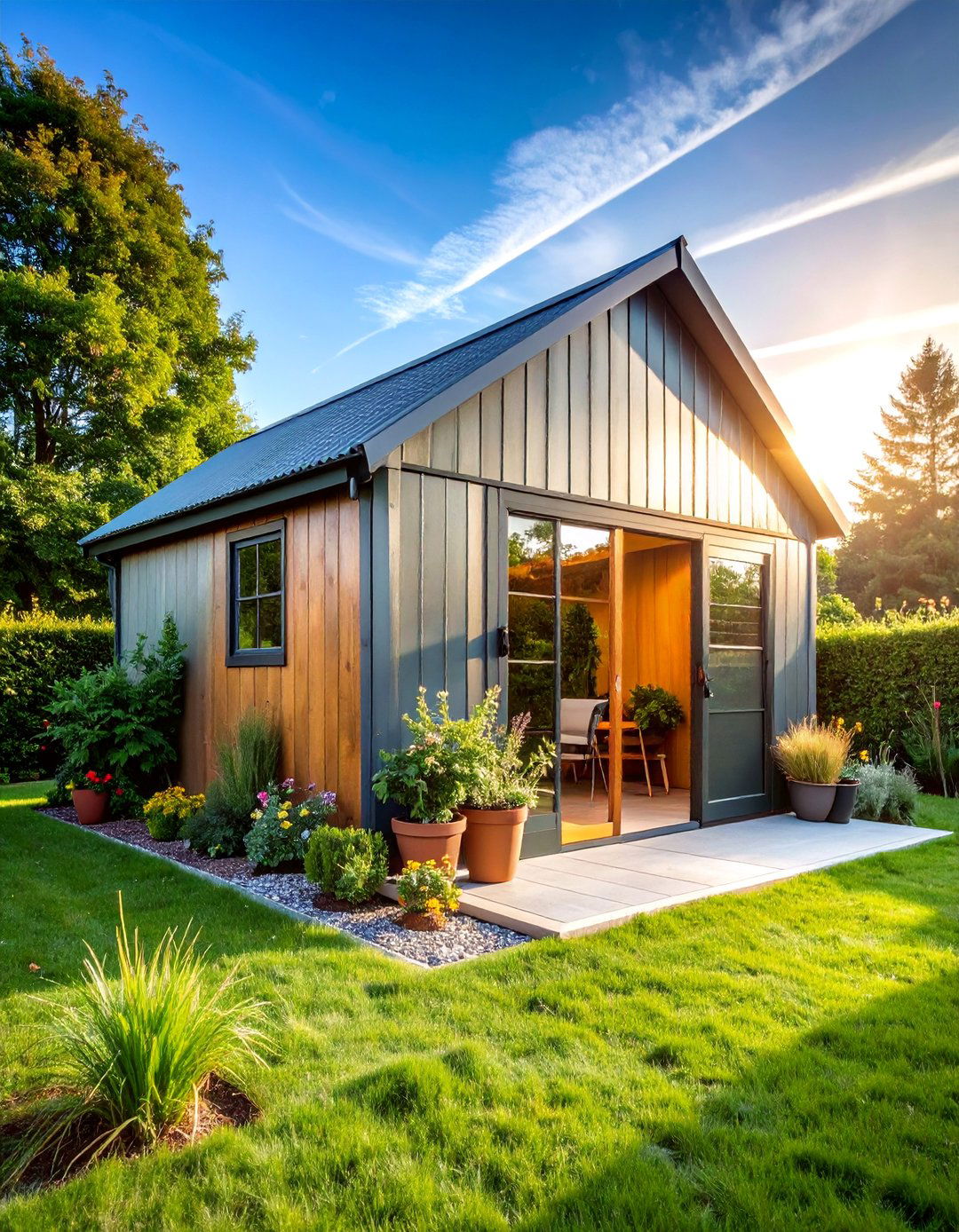 Industrial Style Garden Shed with Metal Siding - 25 Garden Shed Ideas