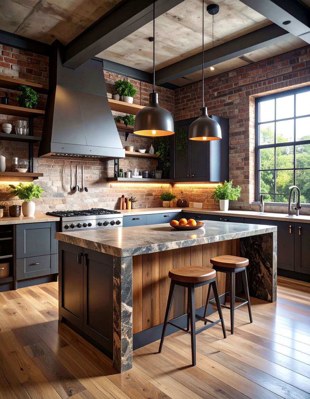 Industrial Style Granite Kitchen Design - 25 Granite Kitchen Countertop Ideas