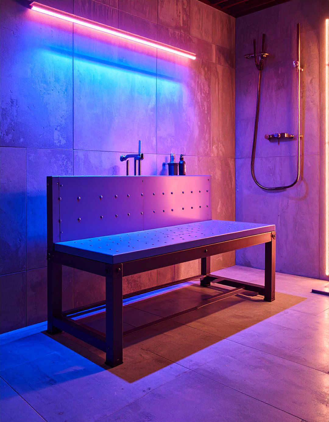 Industrial Style Metal Framed Shower Bench - 25 Shower Bench Ideas