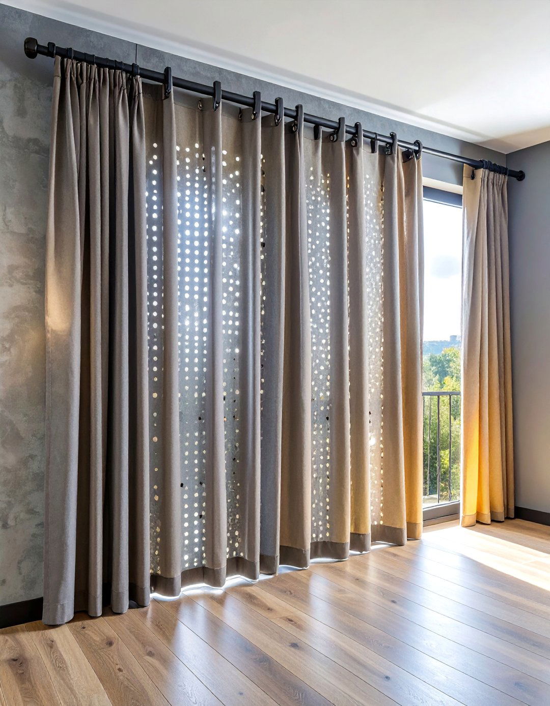 Industrial Style Metal Panel Curtains - 25 Sliding Door Curtain Ideas
