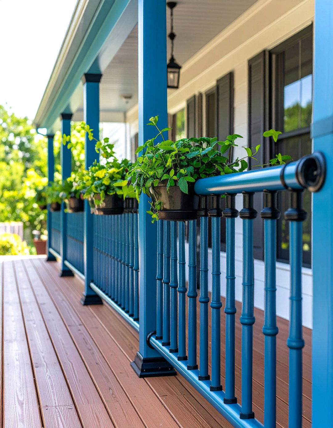 Industrial Style Metal Pipe Porch Railing - 25 Porch Railing Ideas