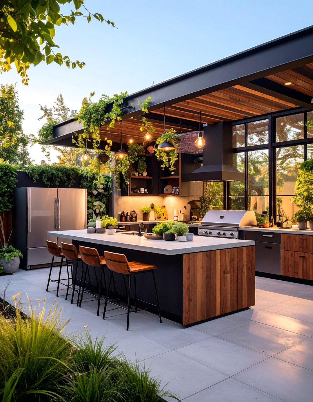 Industrial Style Outdoor Kitchen - 25 Outdoor Living Space Ideas