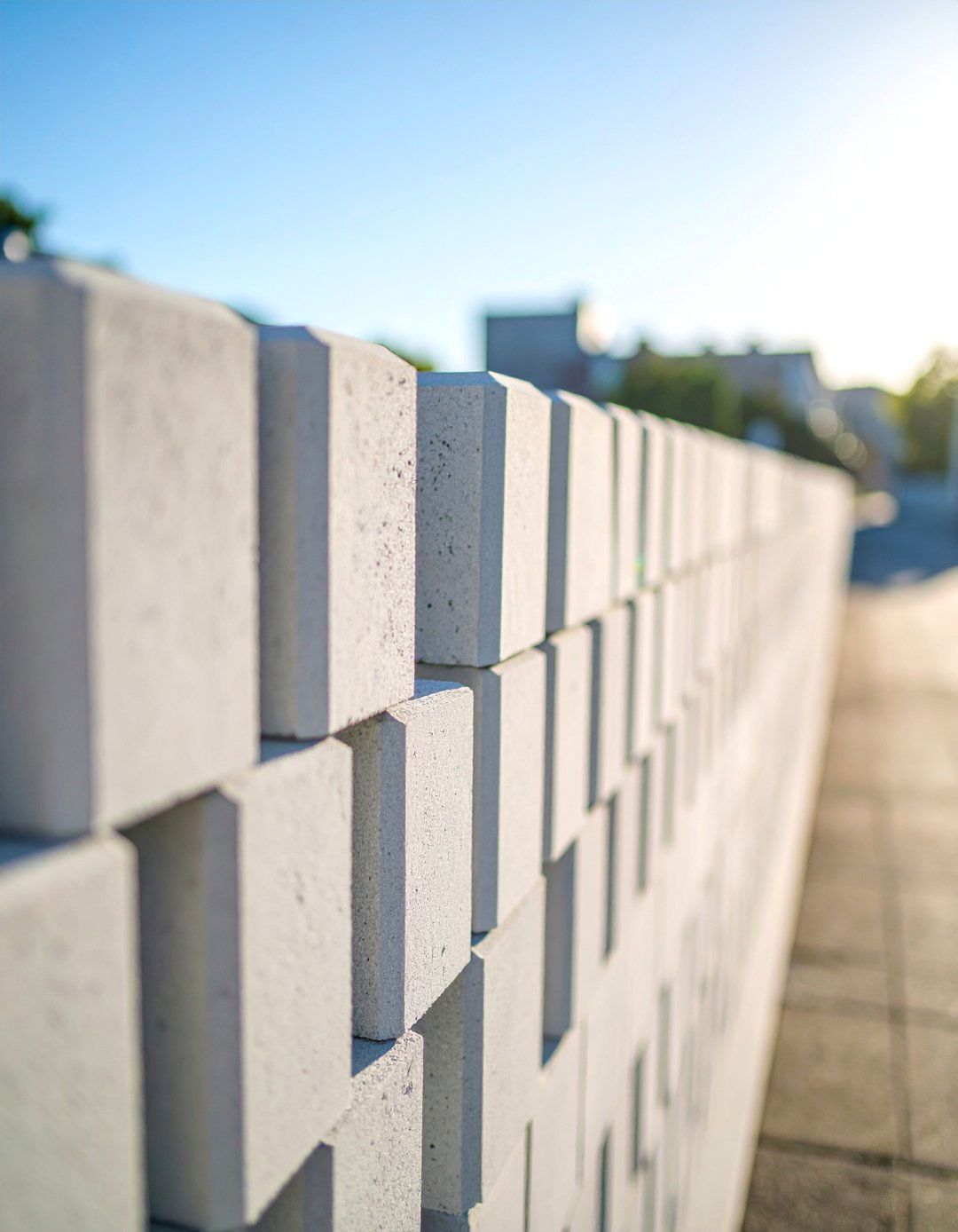Industrial Style Raw Concrete Block Fence - 25 Cinder Block Fence Ideas