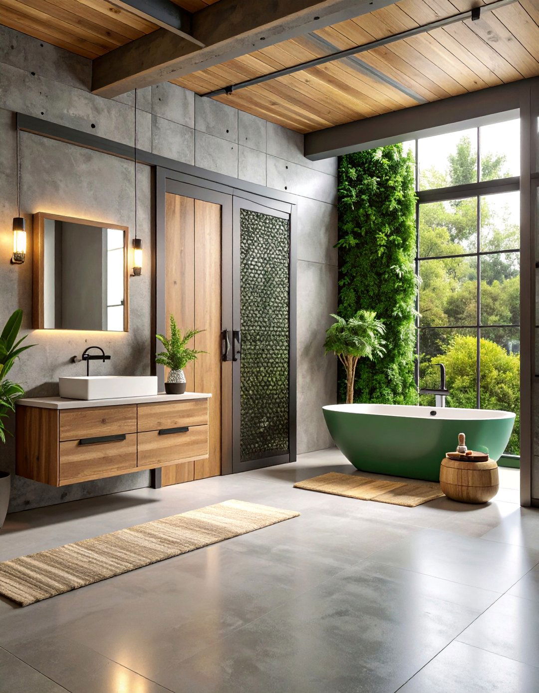 Industrial Style Steel Frame Door with Mesh Panels - 25 Bathroom Door Ideas