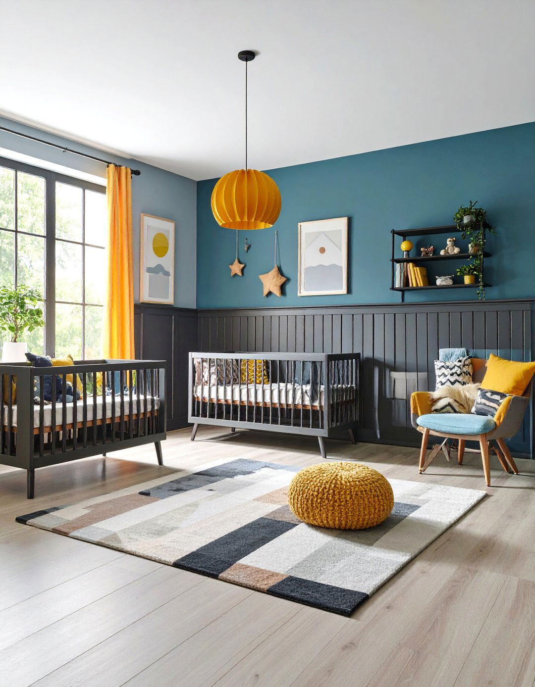 Industrial Style Wainscoting with Charcoal Accents - 25 Wainscoting Nursery Ideas