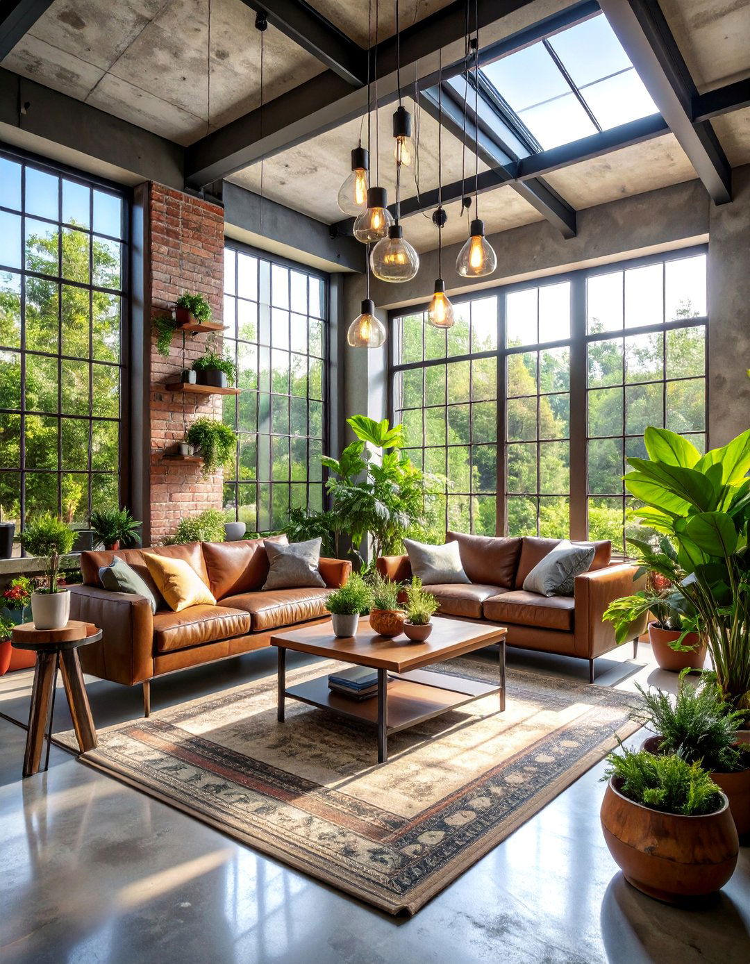 Industrial Sunroom with Exposed Brick Flooring - 25 Brick Floor Sunroom Ideas