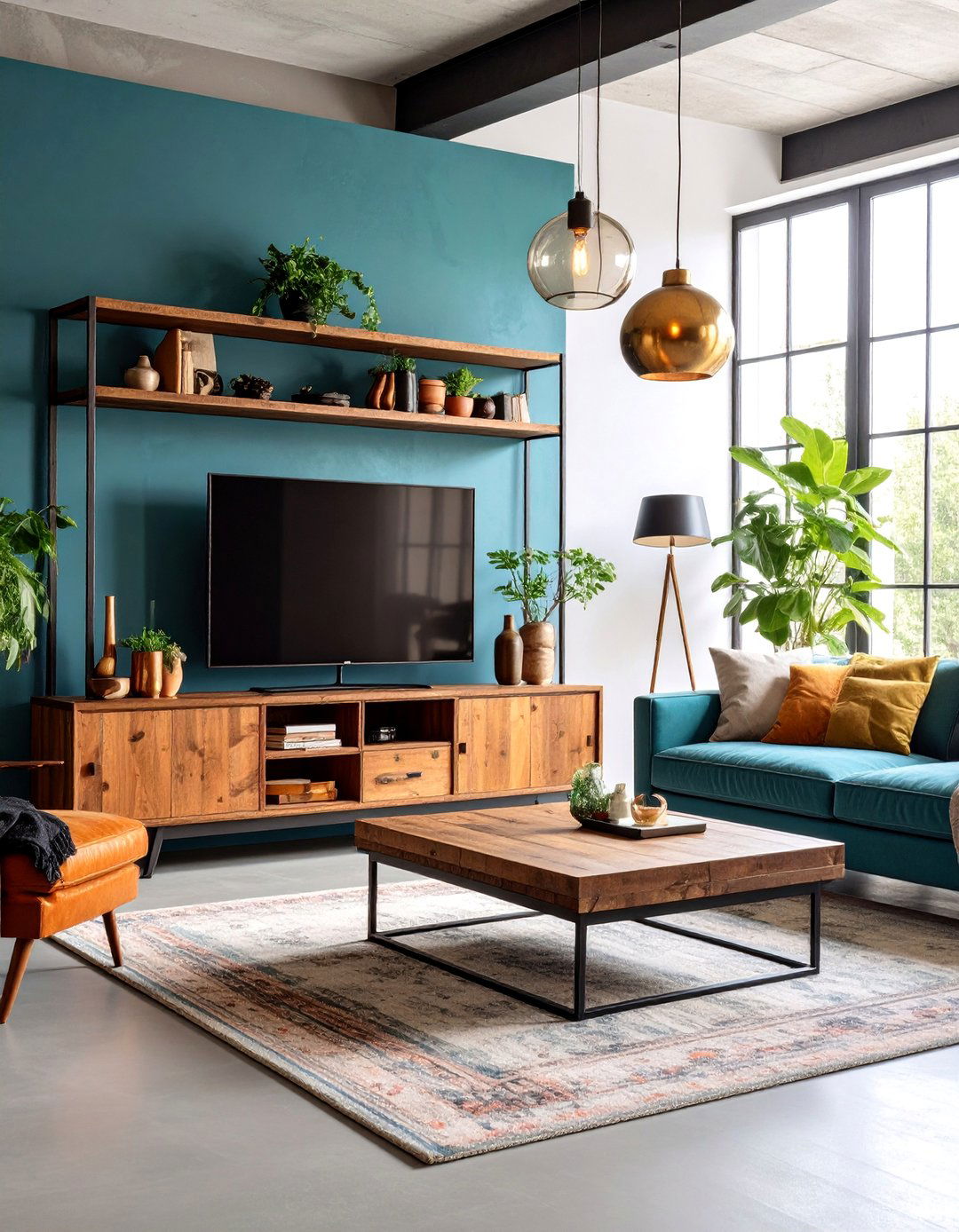 Industrial TV Console with Metal and Wood Combination - 25 Tv Console Decor Ideas
