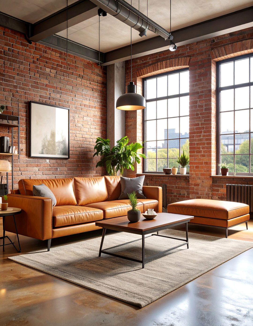 Industrial Tan Living Room with Metal Accents - 25 Tan Living Room Ideas