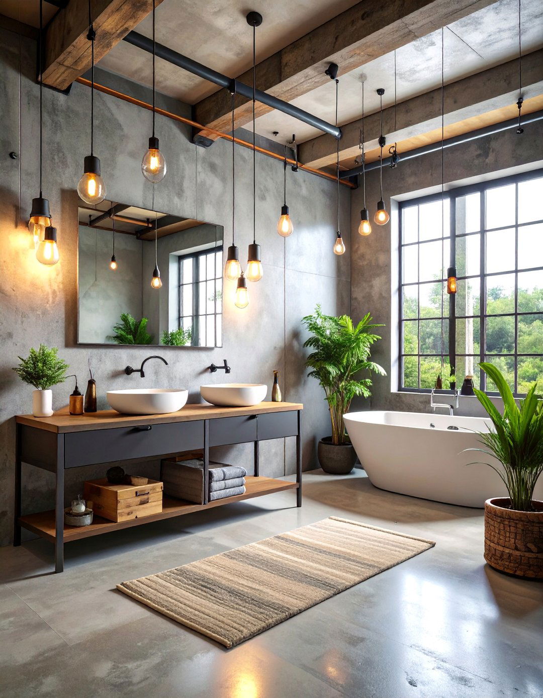Industrial Teen Bathroom with Exposed Elements - 25 Teen Bathroom Ideas