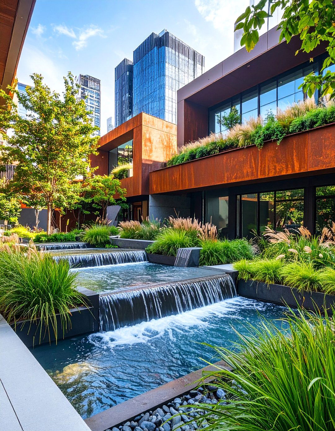 Industrial Urban Waterfall Design - 25 Pondless Waterfall Ideas